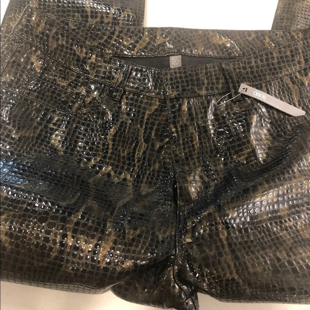 ASOS shiny crocodile print pants